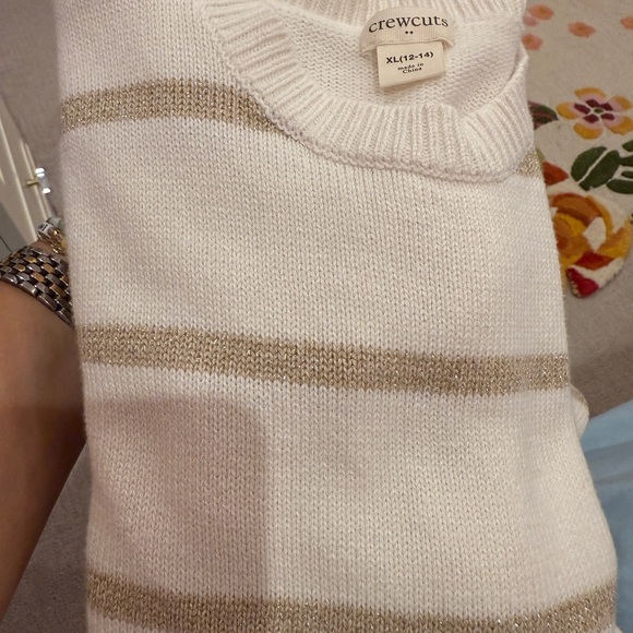 J. Crew White and Gold Striped Sweater - Picture 2 of 2